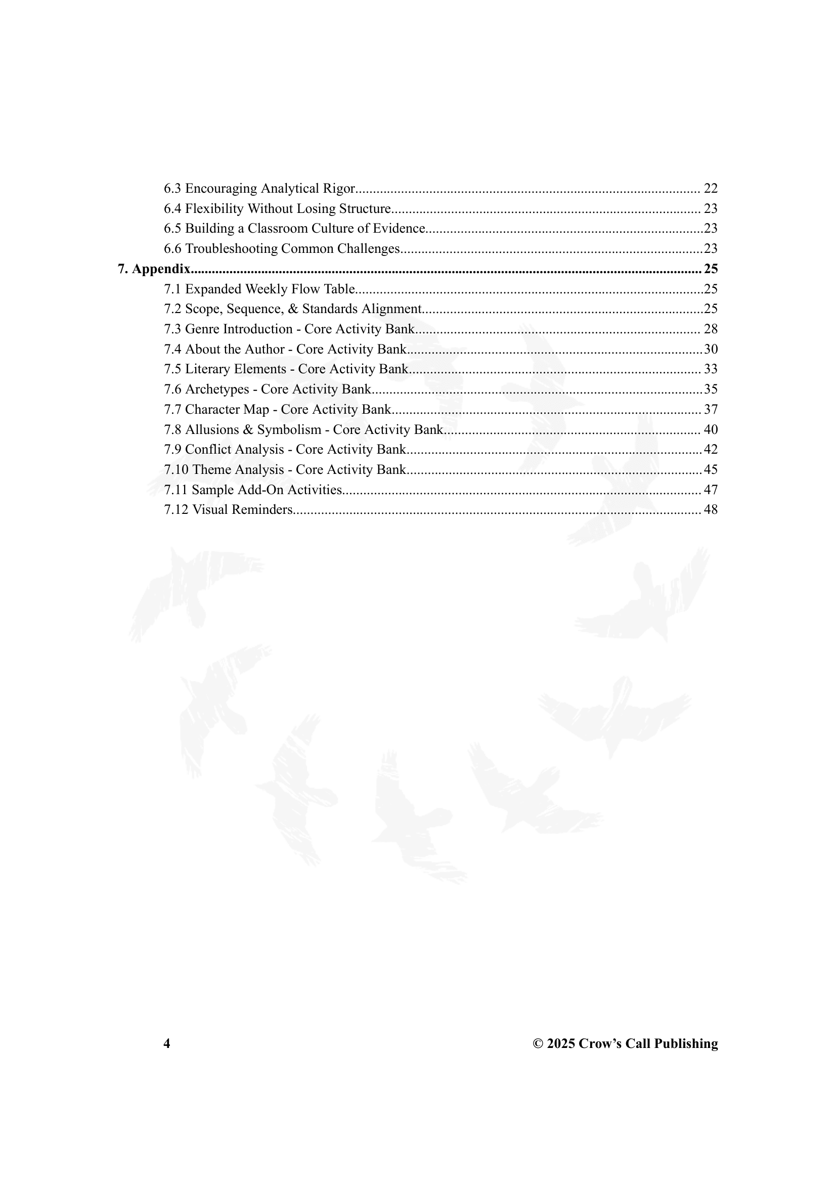 Table of Contents page 2
