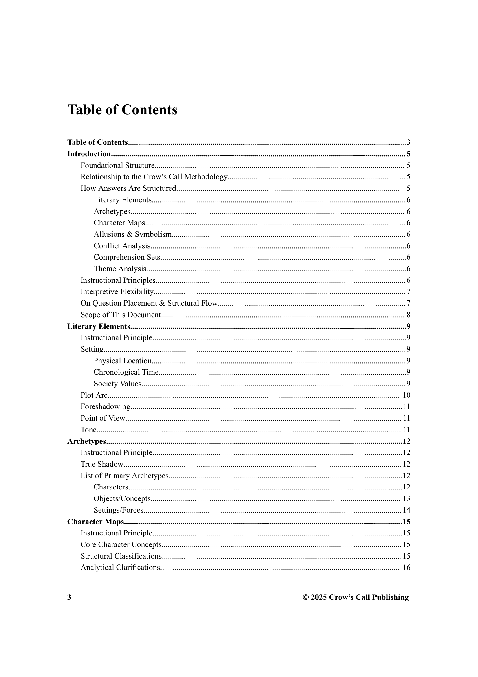 The Royal Game - Table of Contents page 1