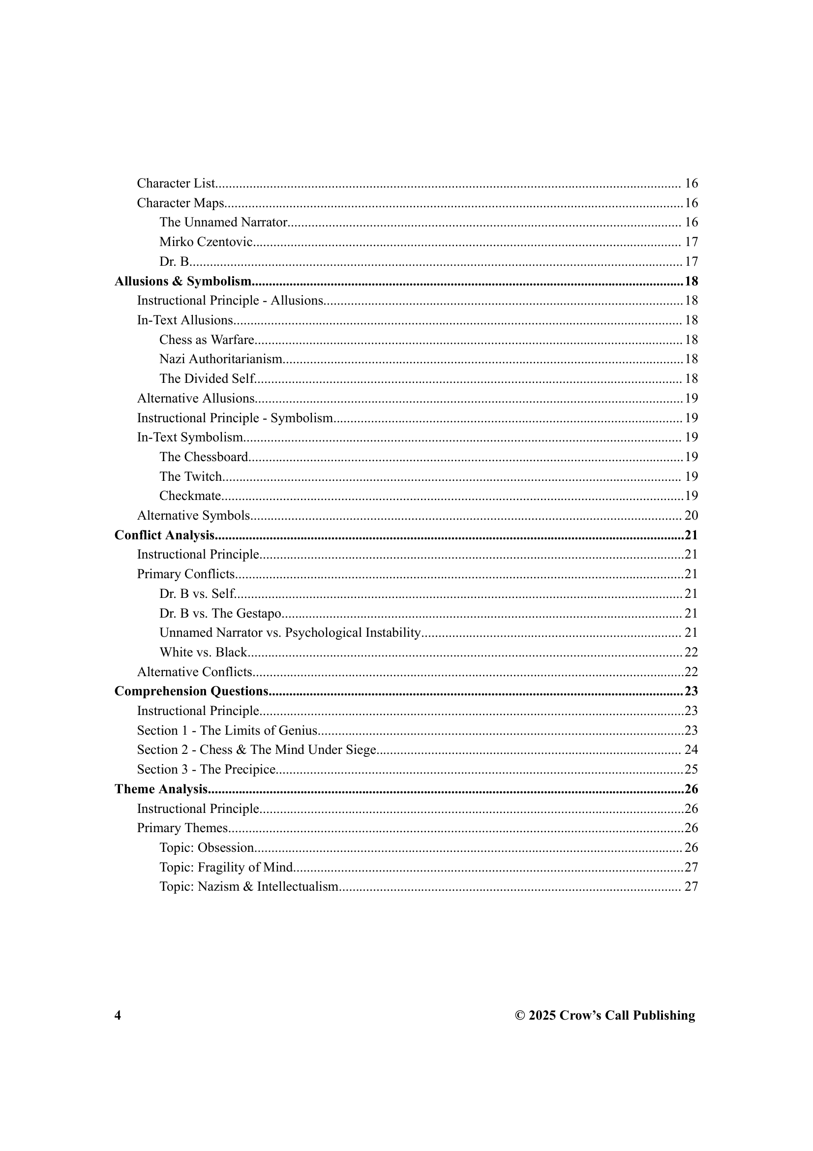 The Royal Game - Table of Contents page 2