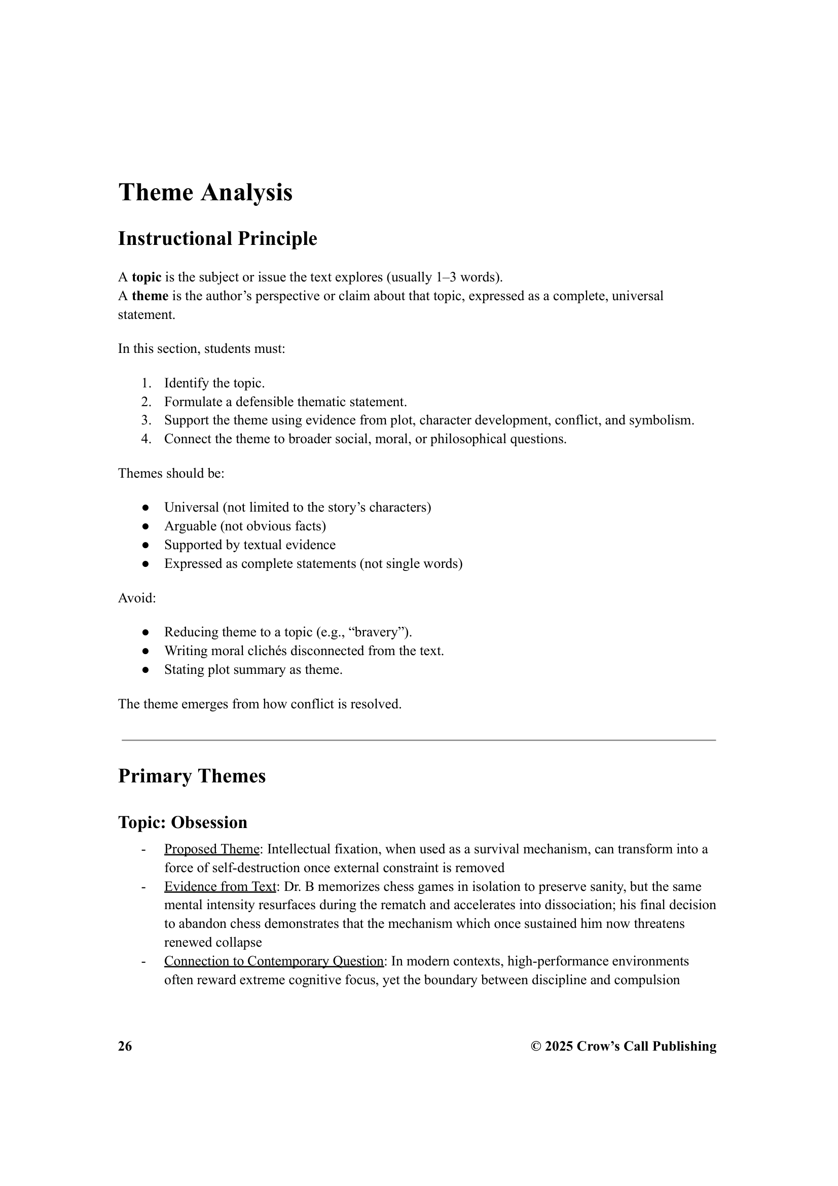 Theme Analysis workbook page 1