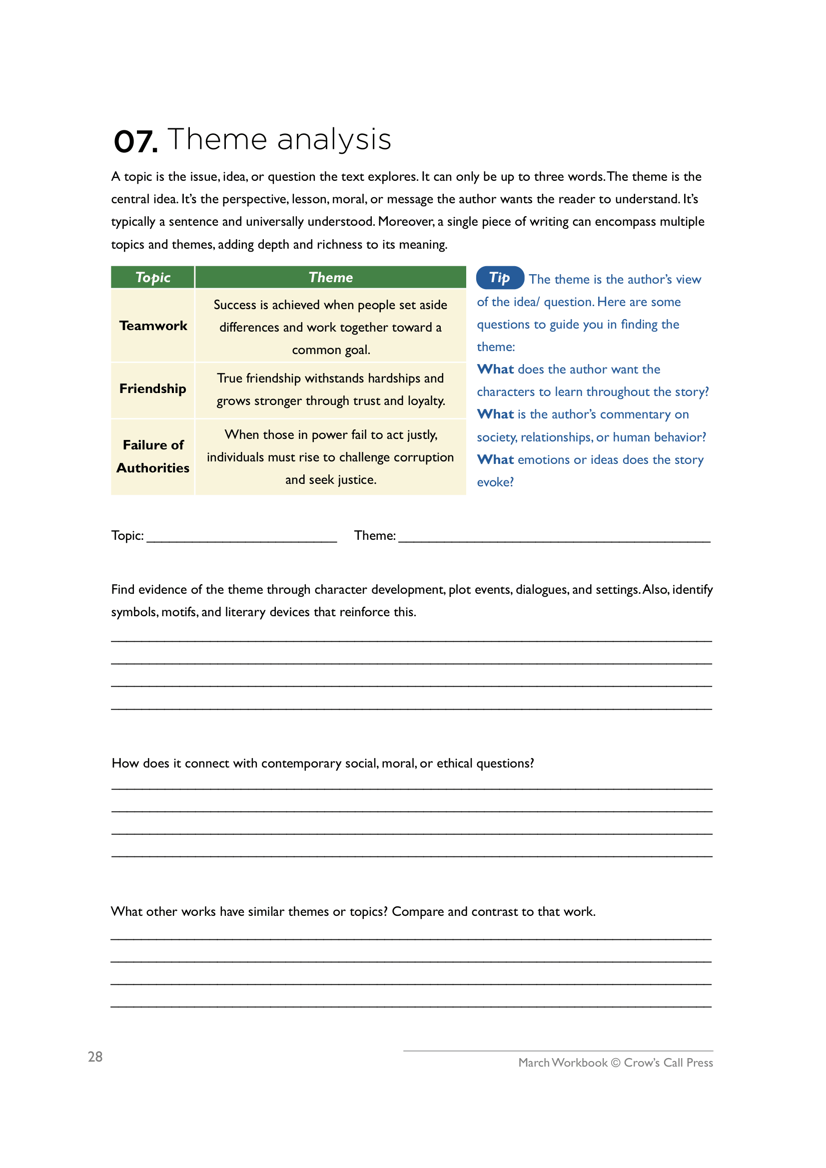 Theme Analysis framework diagram