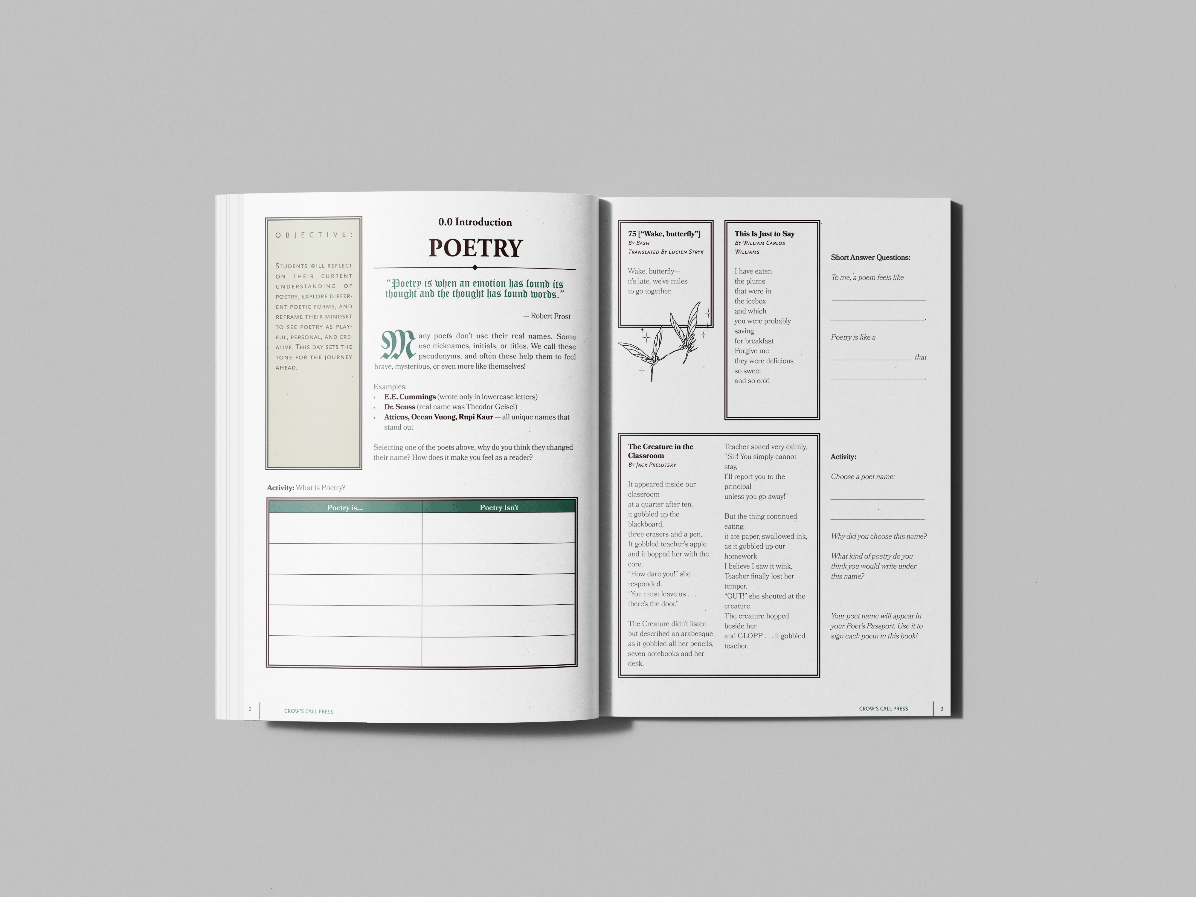 An Introduction to Poetry - module pages spread open