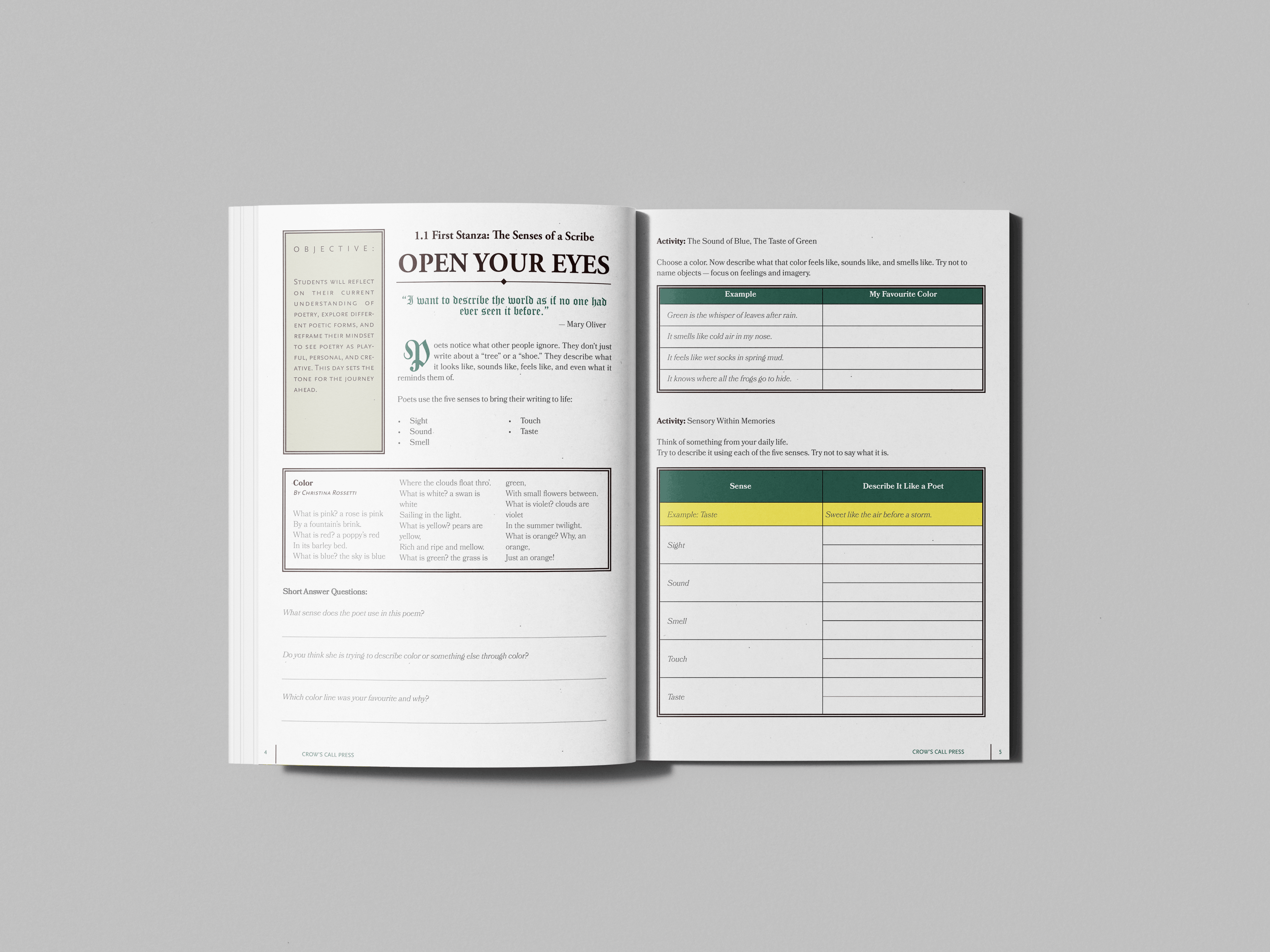 Sensory Imagery in Poetry - module pages spread open